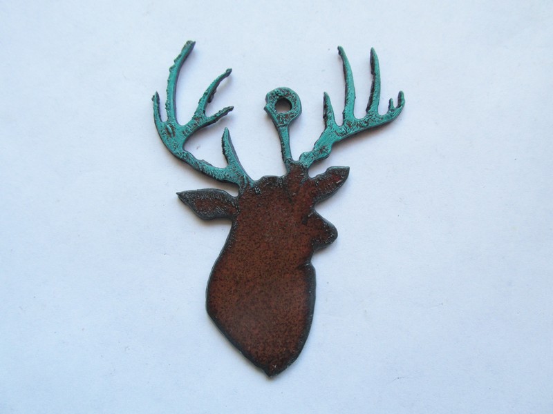 (image for) Buck deer with Turquoise patina horns #CHM-TT-149