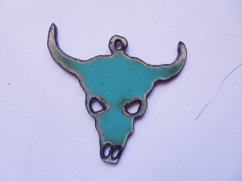 (image for) Buffalo turquoise metal pendant #SS018-Turq