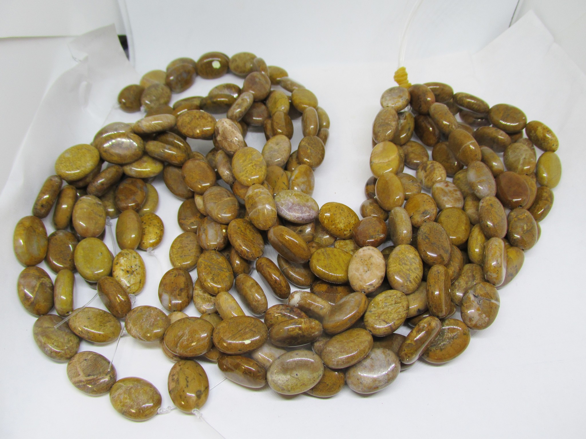 (image for) Mustard brown Jasper oval beads 12x18mm #1290