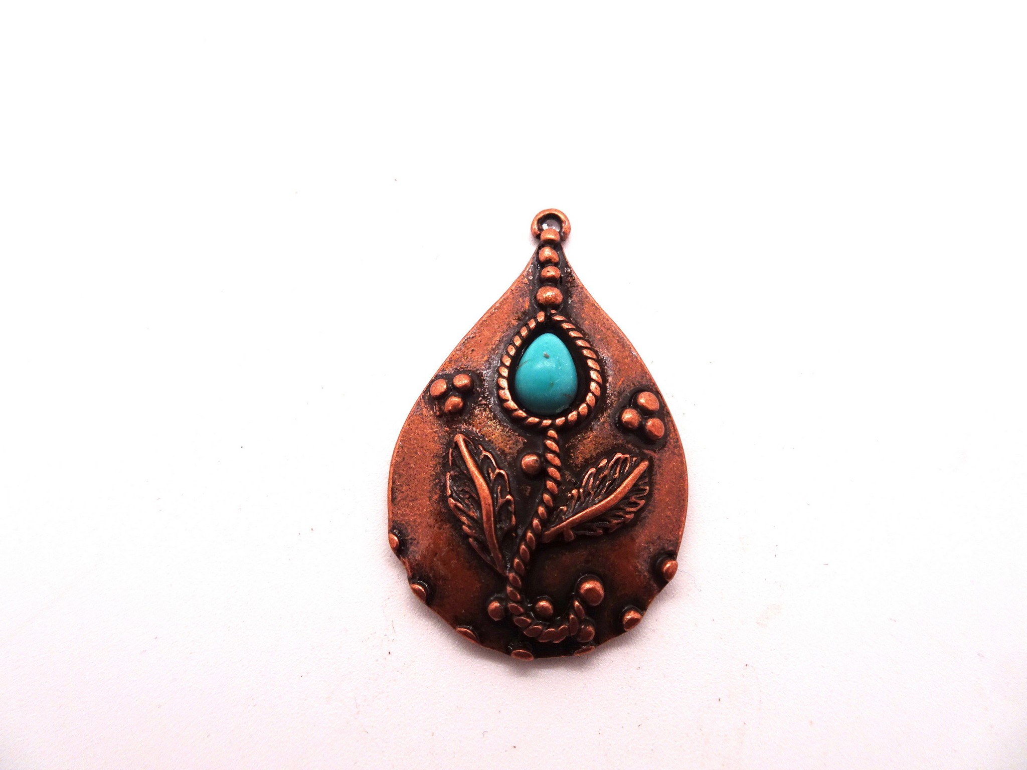 (image for) Teardrop flower antique copper jewelry pendant #Rm-526