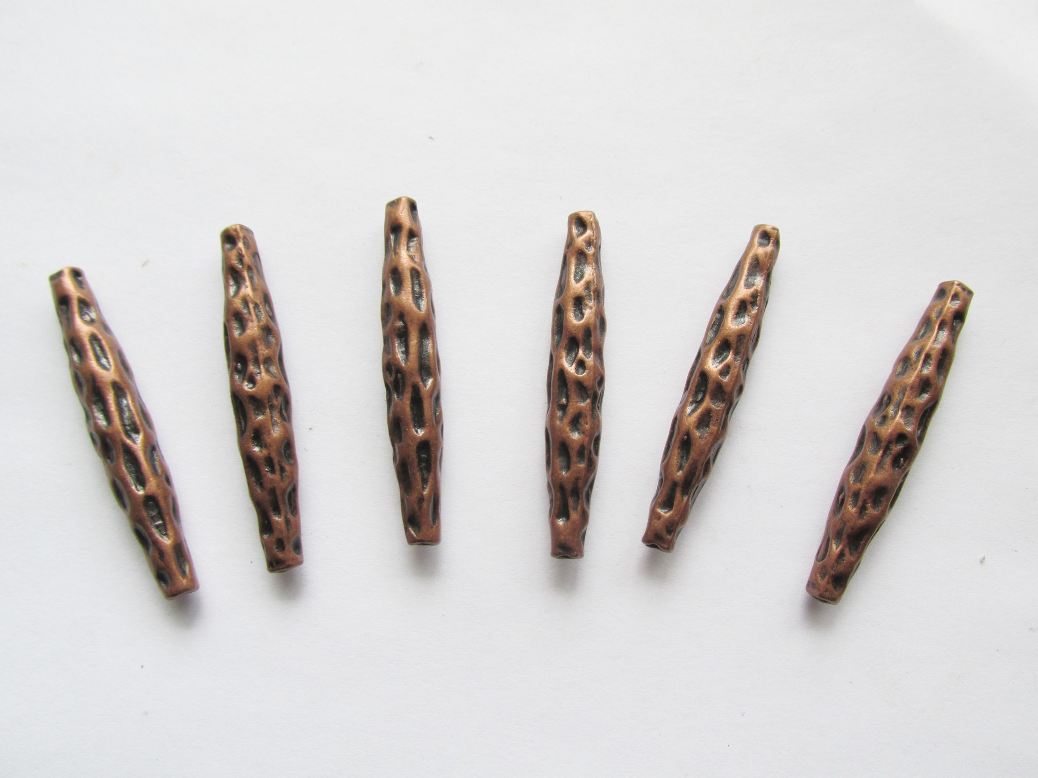 (image for) Copper pewter tube beads 6x41mm (6pcs) #C-2