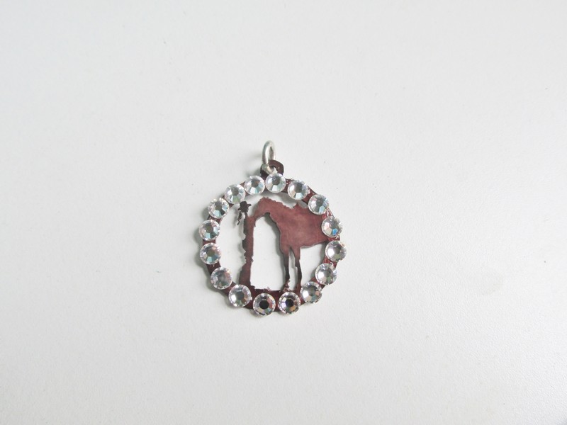 (image for) Cowgirl with Horse in Circle Charm/Earring # TSP-806-1
