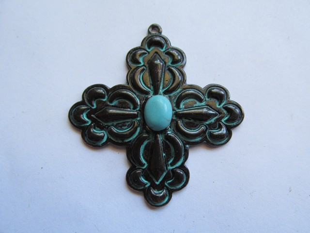 (image for) Cross pendant with stones #RM298 - Click Image to Close
