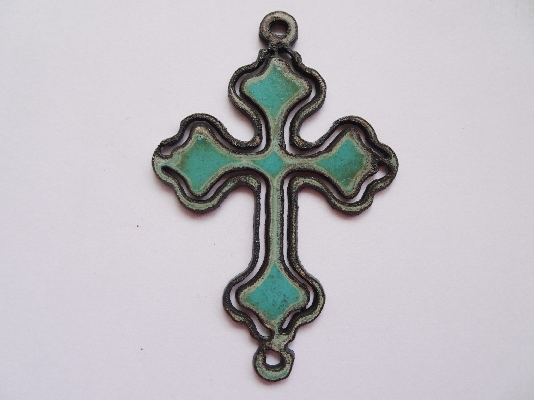 (image for) Cross pendant connector #CC019-turq