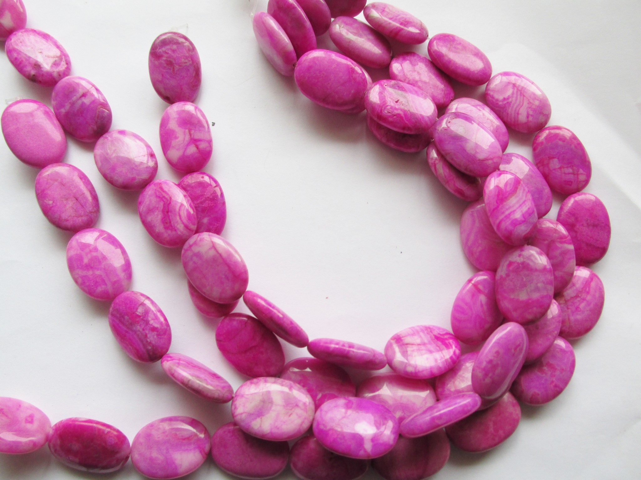 (image for) Fushia pink agate oval beads 18x25mm #1513-B