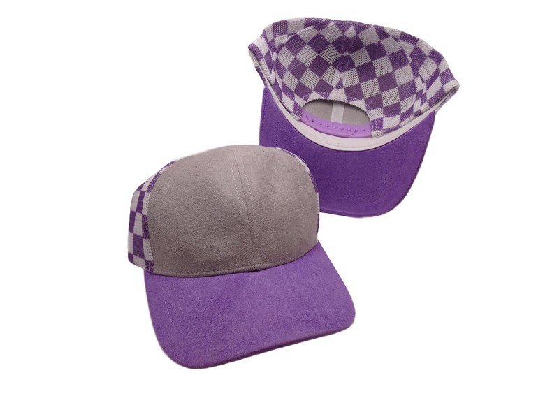 (image for) Checkered Two Tone Mesh snap back cap - Gray/Purple