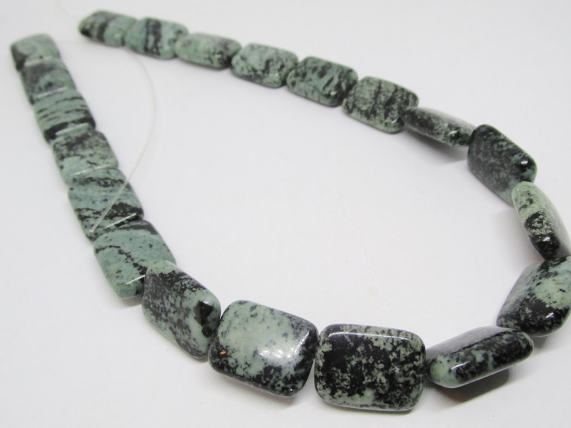 Grey green rectangle Jasper beads 10x14mm #1990
