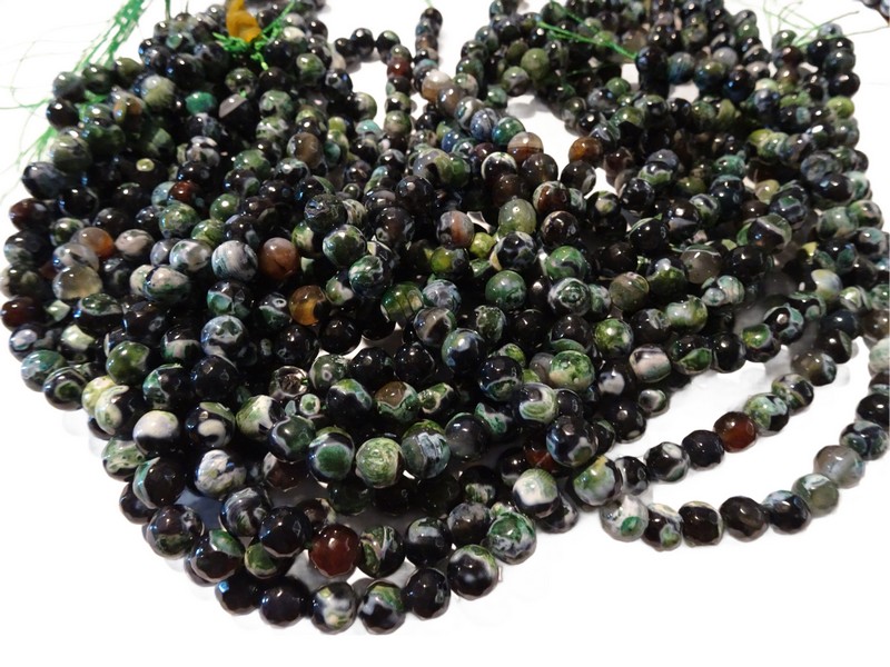 (image for) Black and Green Agate rounds 8mm #1995