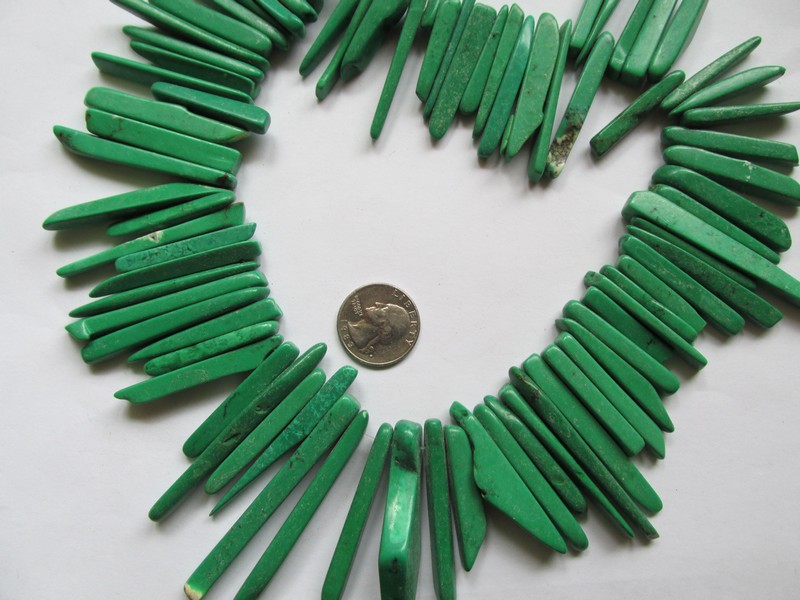 (image for) Green howlite stick beads #1894