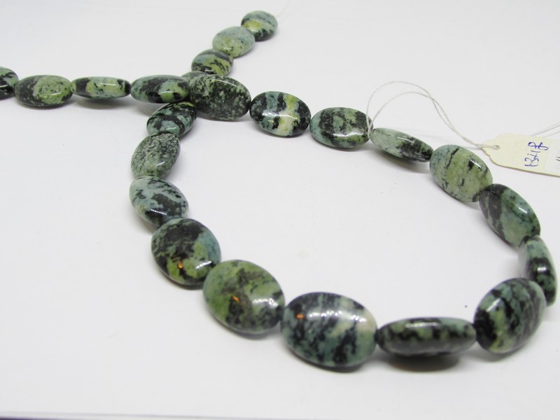(image for) Green and Black Jasper ovals 13x18mm #1542