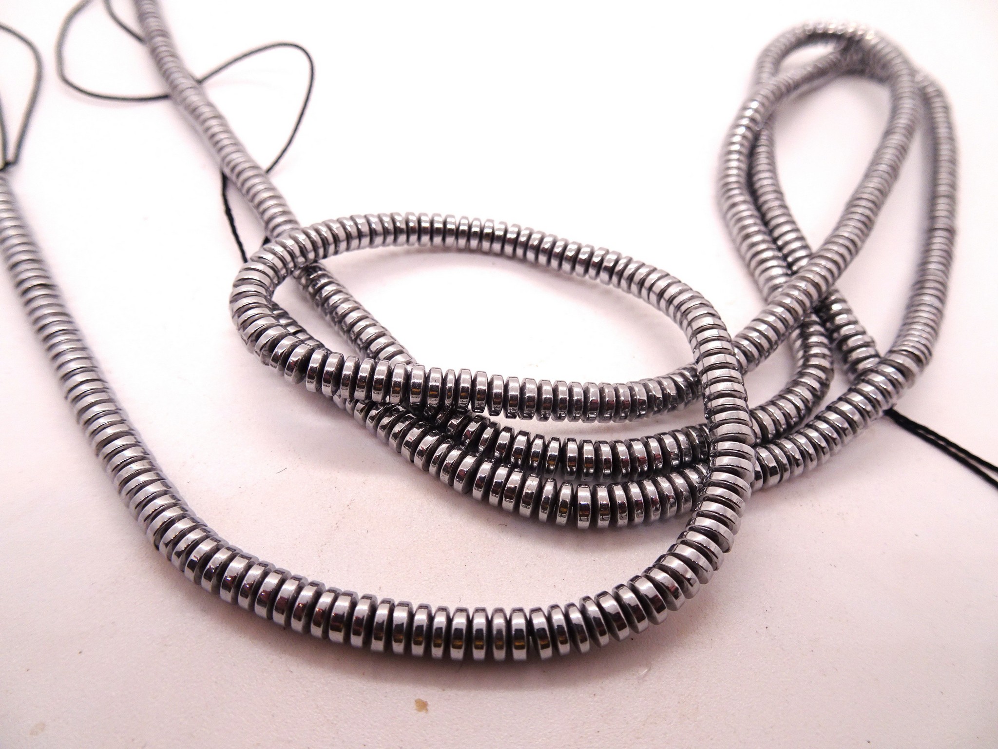 (image for) Silver brushed silver hematite rondell beads 1.5mm x 4mm #1243-B