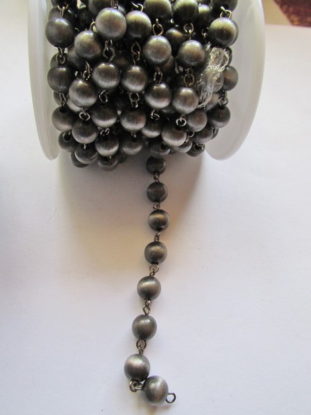 (image for) Bead chain - faux indian pearl silver 8mm (ROLL)