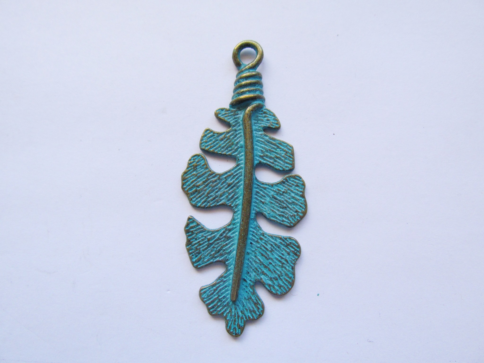 (image for) Leaf feather bronze patina pendant #HU13-39