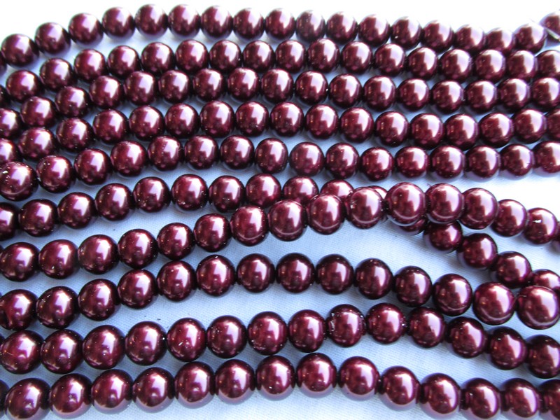 (image for) Maroon 10mm glass pearls #1861 - Click Image to Close