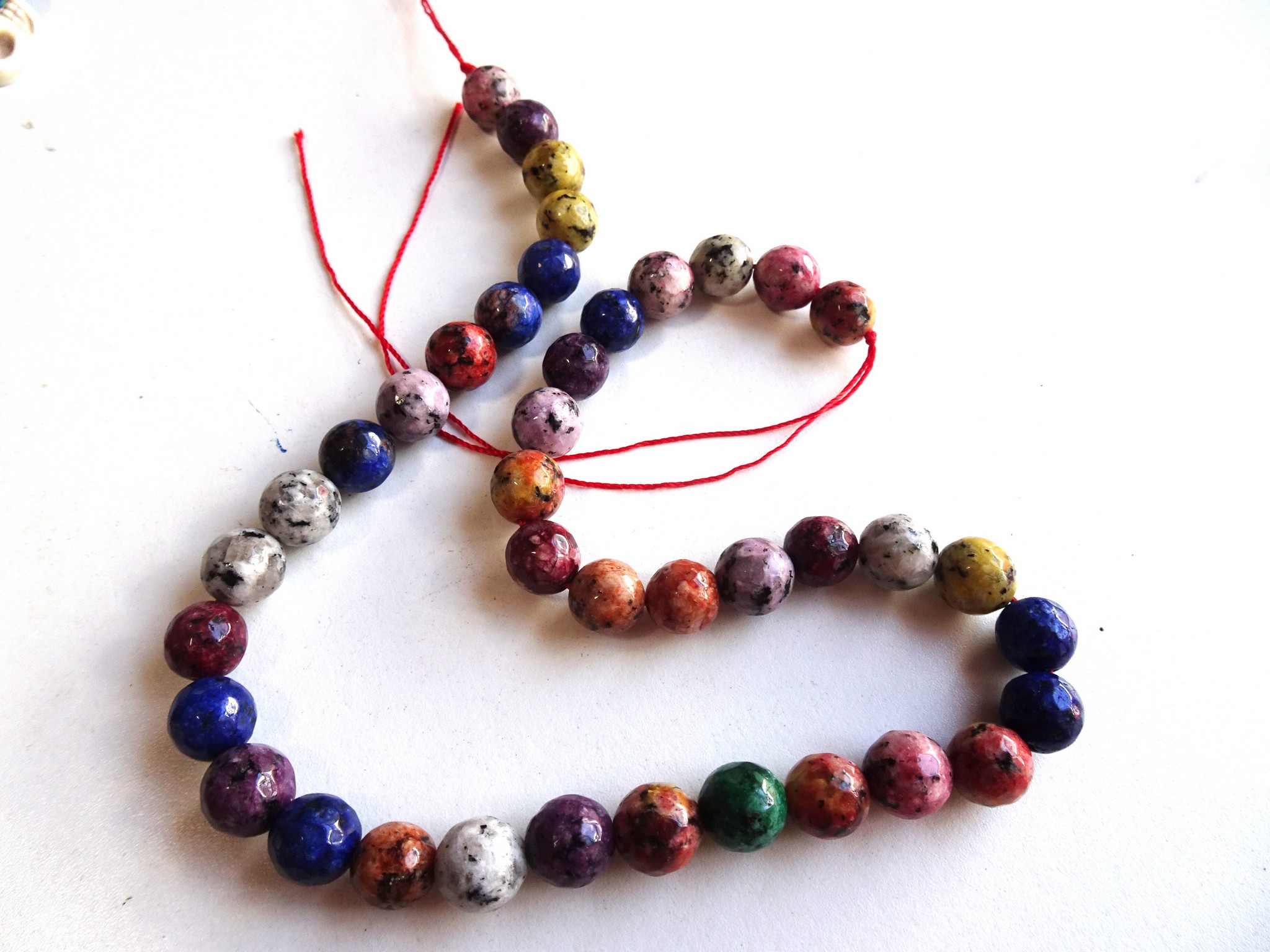 Bead chain - Multi Bright colored (1 ft) silver wire 6mm