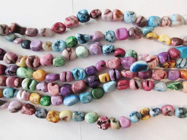 (image for) Bead Chain - Multi Muted Colors (1 ft) #Silver wire 6mm - Click Image to Close