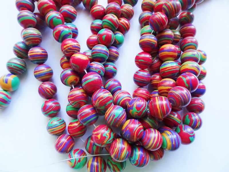 (image for) Bead Chain - Multi Muted Colors (1 ft) #Silver wire 8mm - Click Image to Close