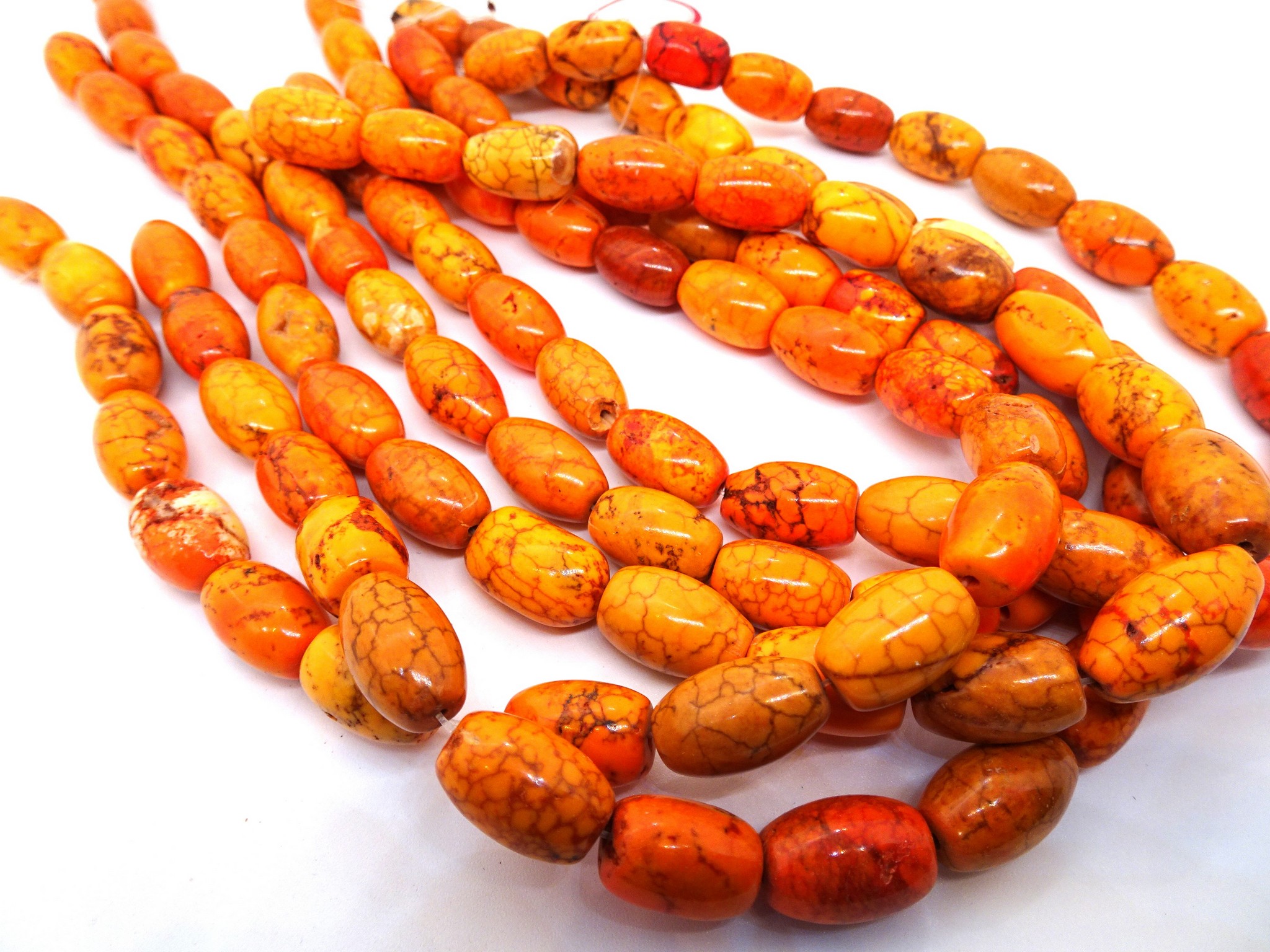 (image for) Orange Magnesite barrel beads 11x17mm #1337-HU