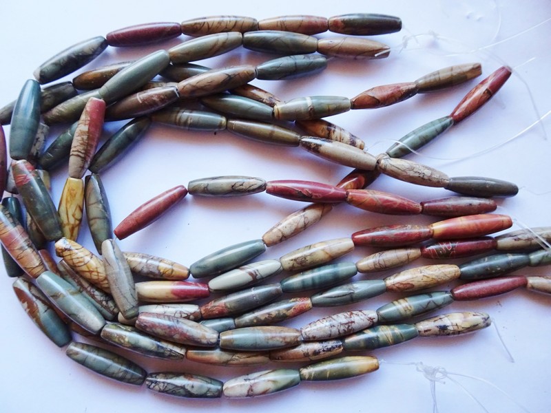 (image for) Rust brown Picasso Jasper tube beads #1120