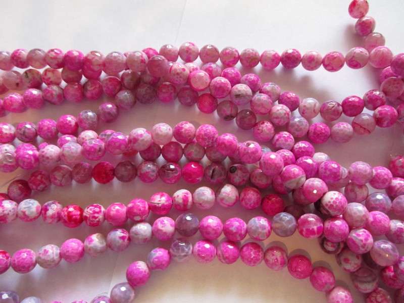 (image for) Pink agate faceted round beads 10mm #1760