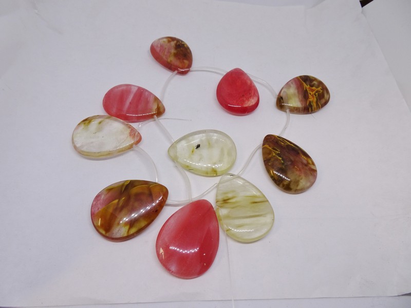 (image for) Pink cherry quartz tear drop beads 50mm #1301