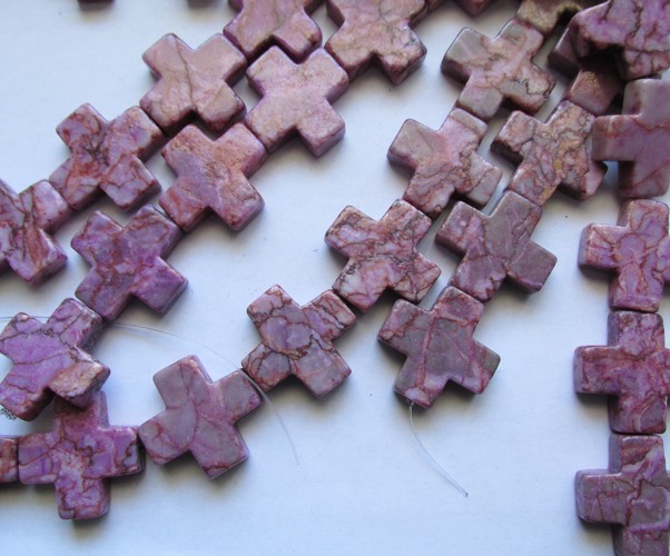 (image for) Purple Marbled Stone Cross Beads #1762