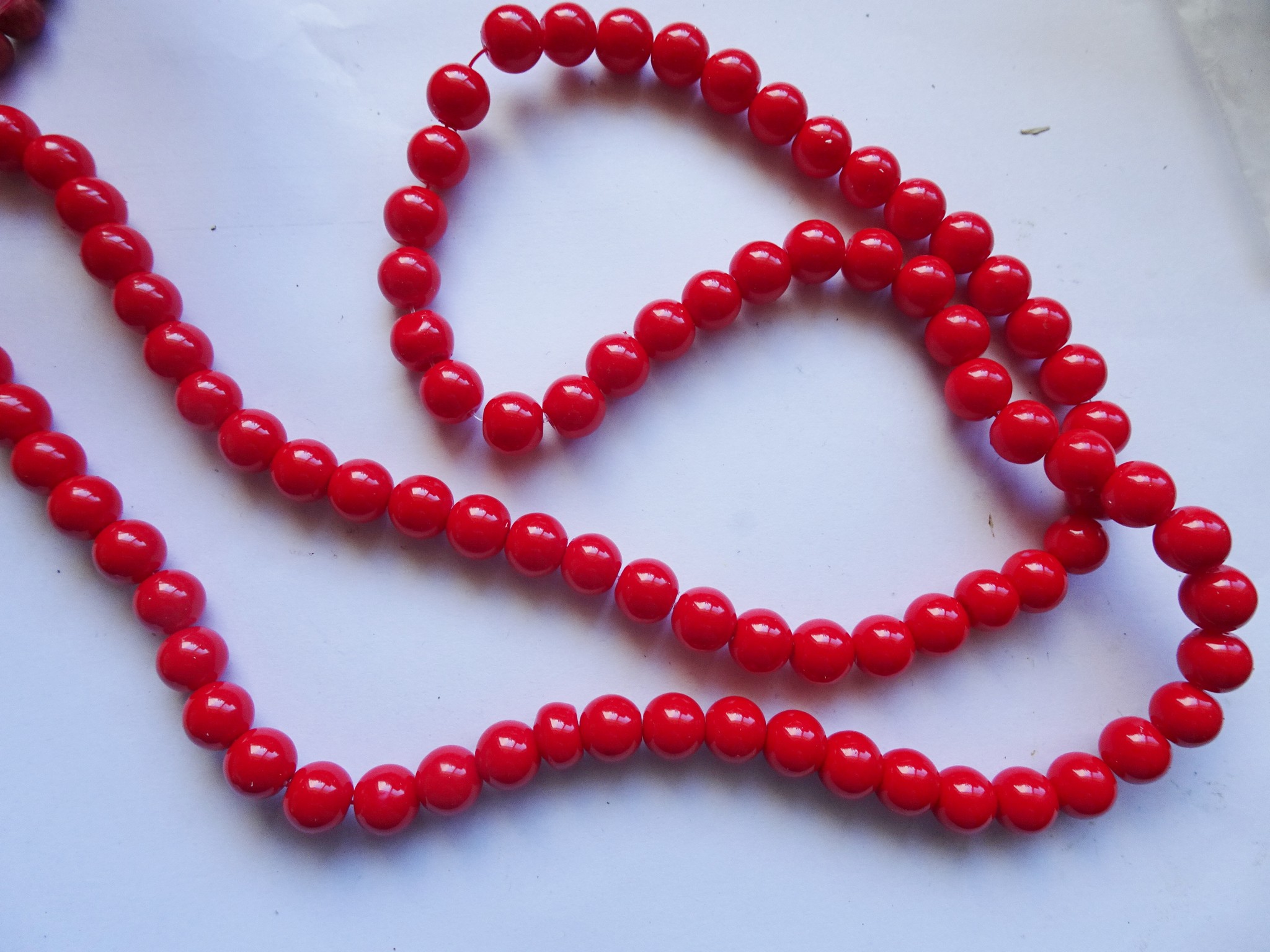 (image for) Red double strand 10mm glass beads #1496CC