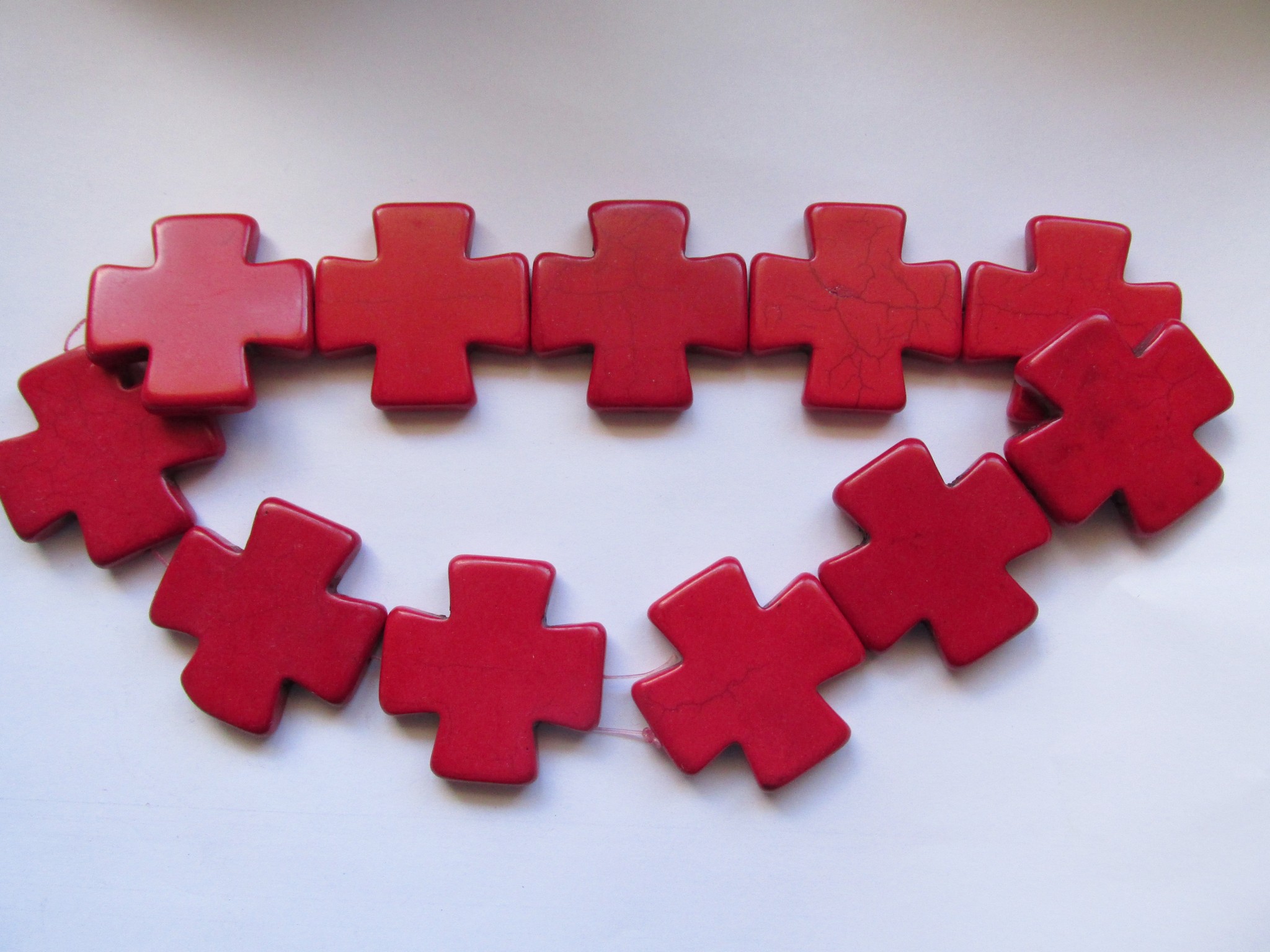 (image for) Red magnesite cross beads 39mm #1318-A