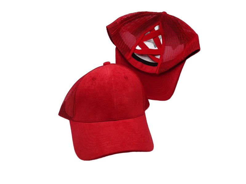(image for) Pony Tail criss cross Mesh back cap - Red Pony