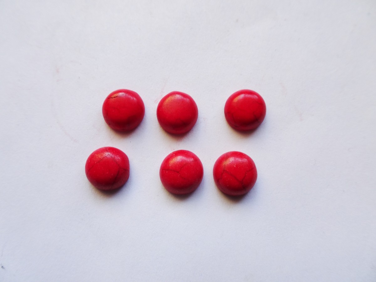 (image for) 8mm Red round flat back cabochon (6 pcs )#Ecab-51