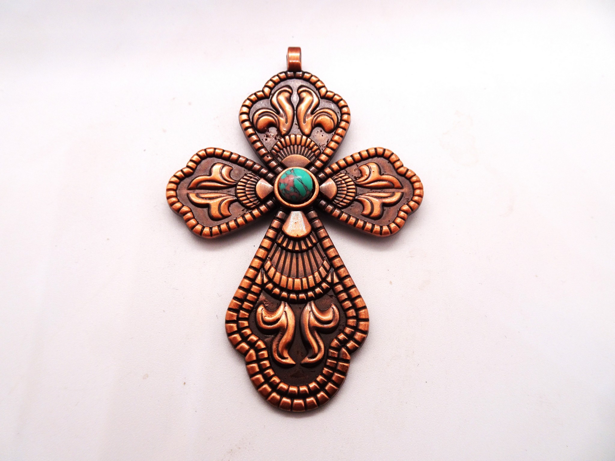 (image for) Cross antique copper with stone #RM-534