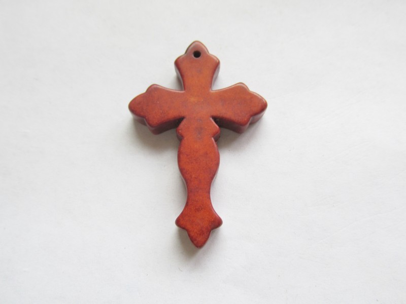 (image for) Cross Pendant stone Bead - Rust (1 pc) #CP - Small