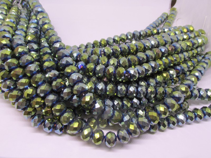 (image for) Aqua Shine Crystal rondel beads 8x10mm #1733TU - Click Image to Close