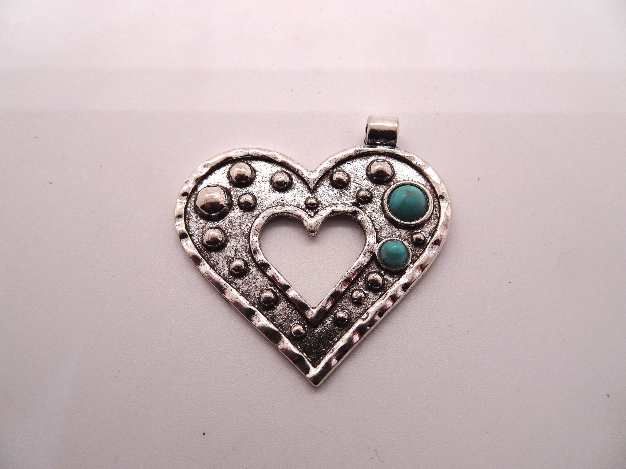 (image for) Heart antique silver pewter pendant #PEN-10