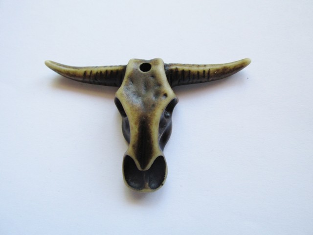 (image for) Antique Bronze Steer Skull Pendant # PP76 - Click Image to Close
