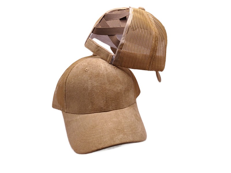 (image for) Pony Tail criss cross Mesh back cap - Tan Pony