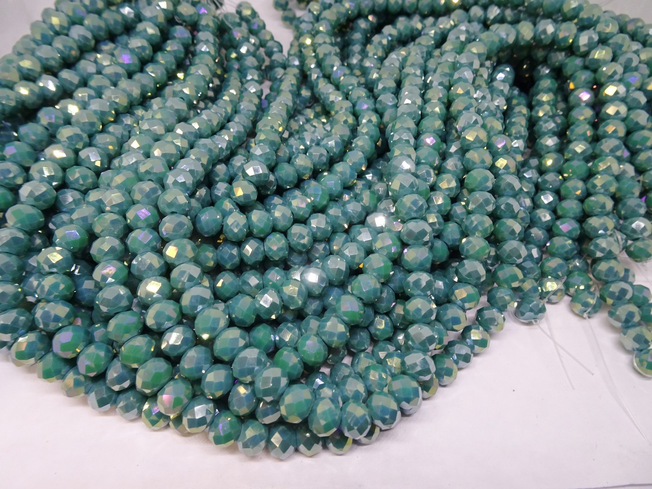 (image for) Teal faceted crystal beads 6x8mm #1661-D