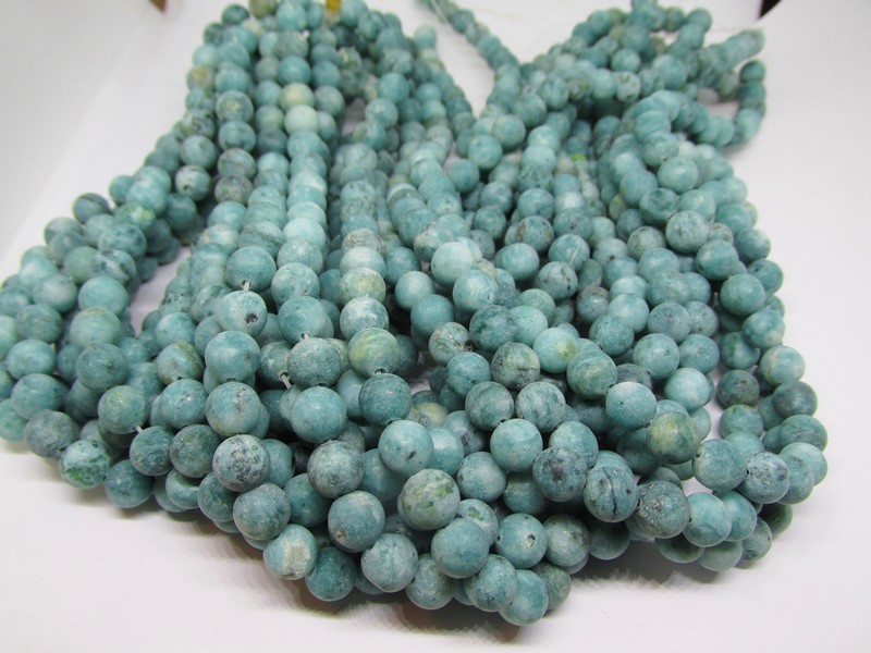 (image for) Teal Mat Jasper round beads 8mm #1523