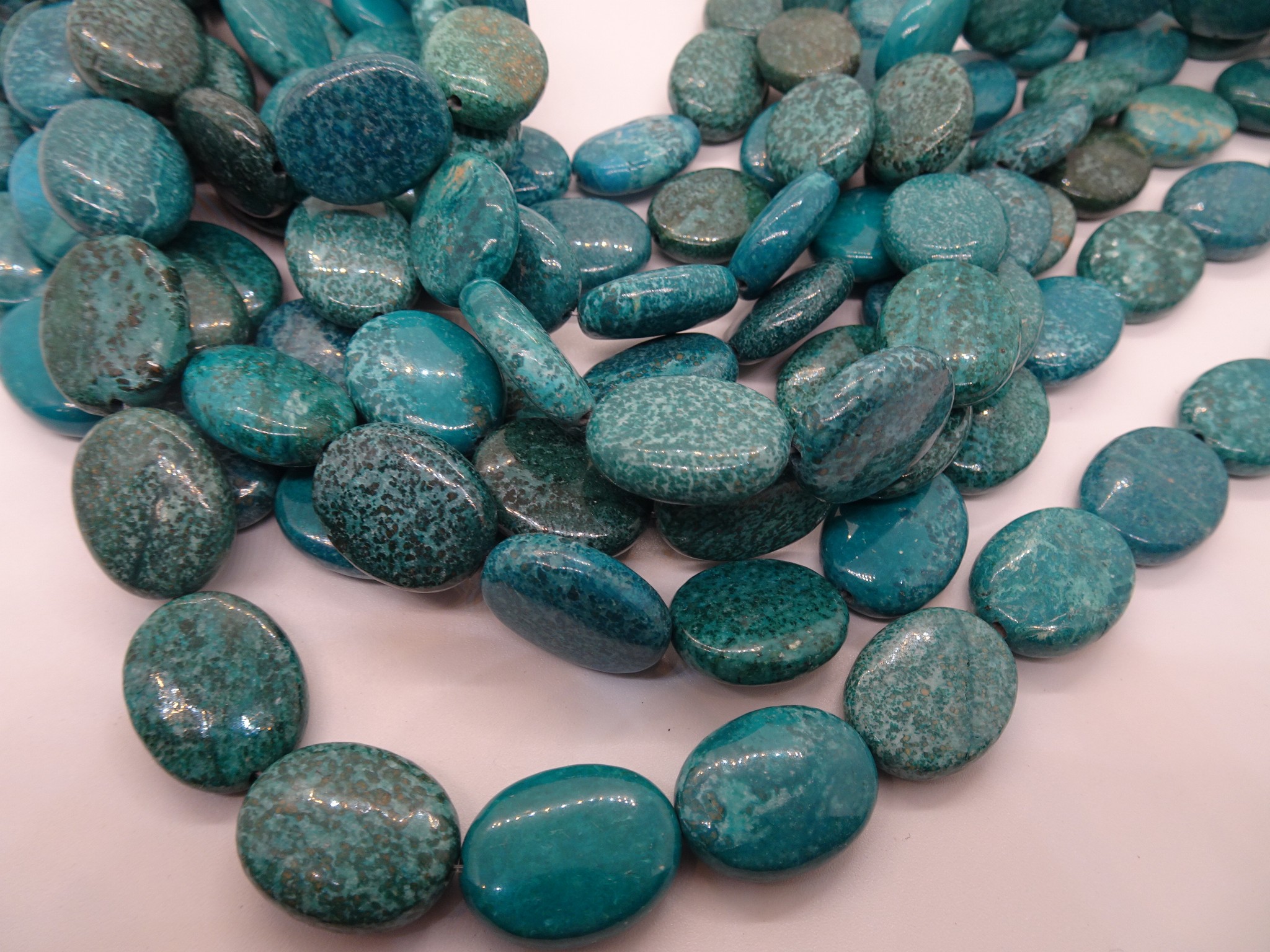 (image for) Teal oval stone beads 15x20mm #TU-1835