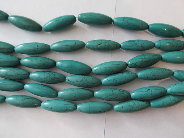 (image for) Teal Green long tapered tube beads 11x30mm #1255-TU