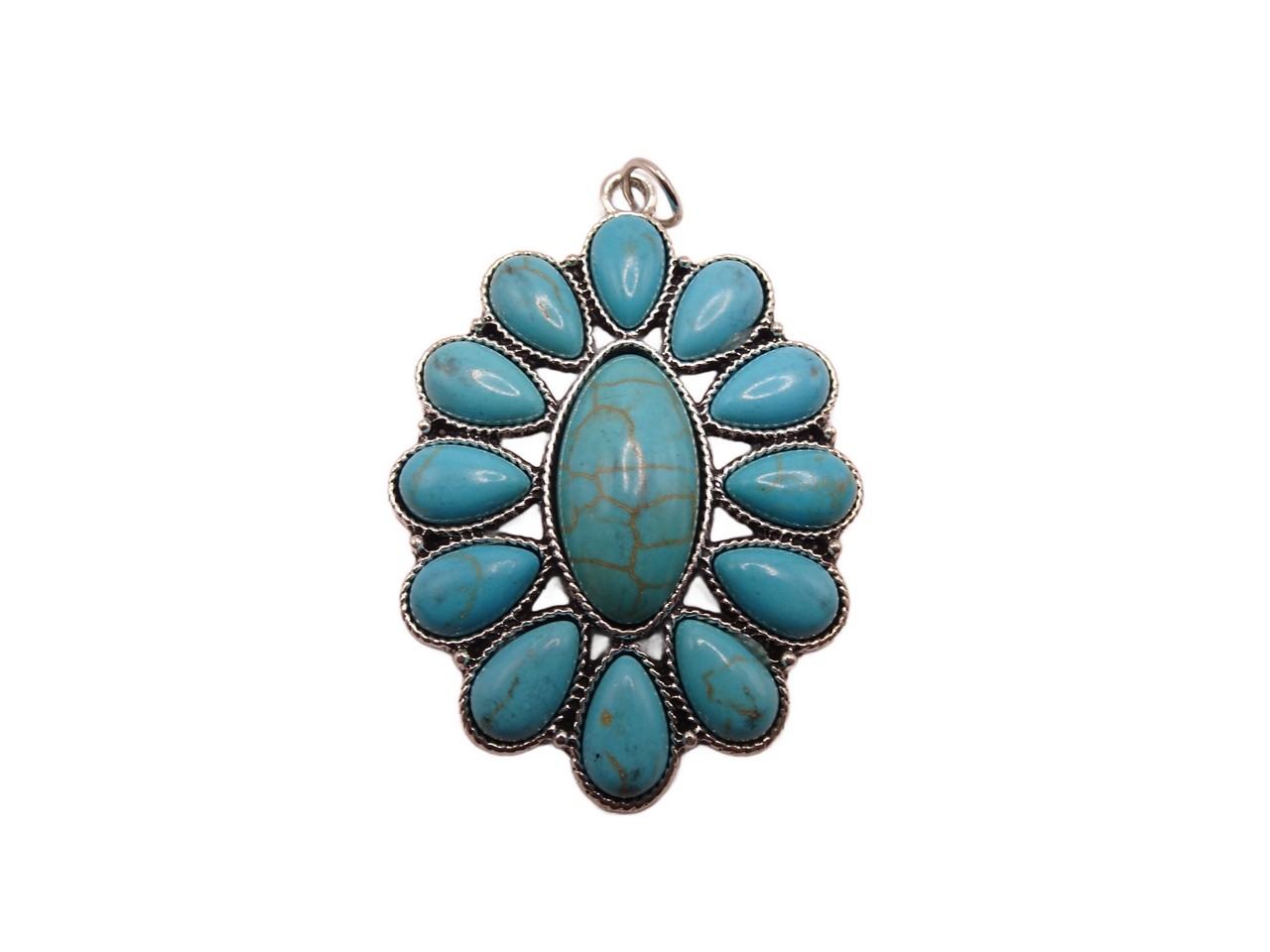 (image for) Turquoise oval concho style jewelry pendant #RM-477