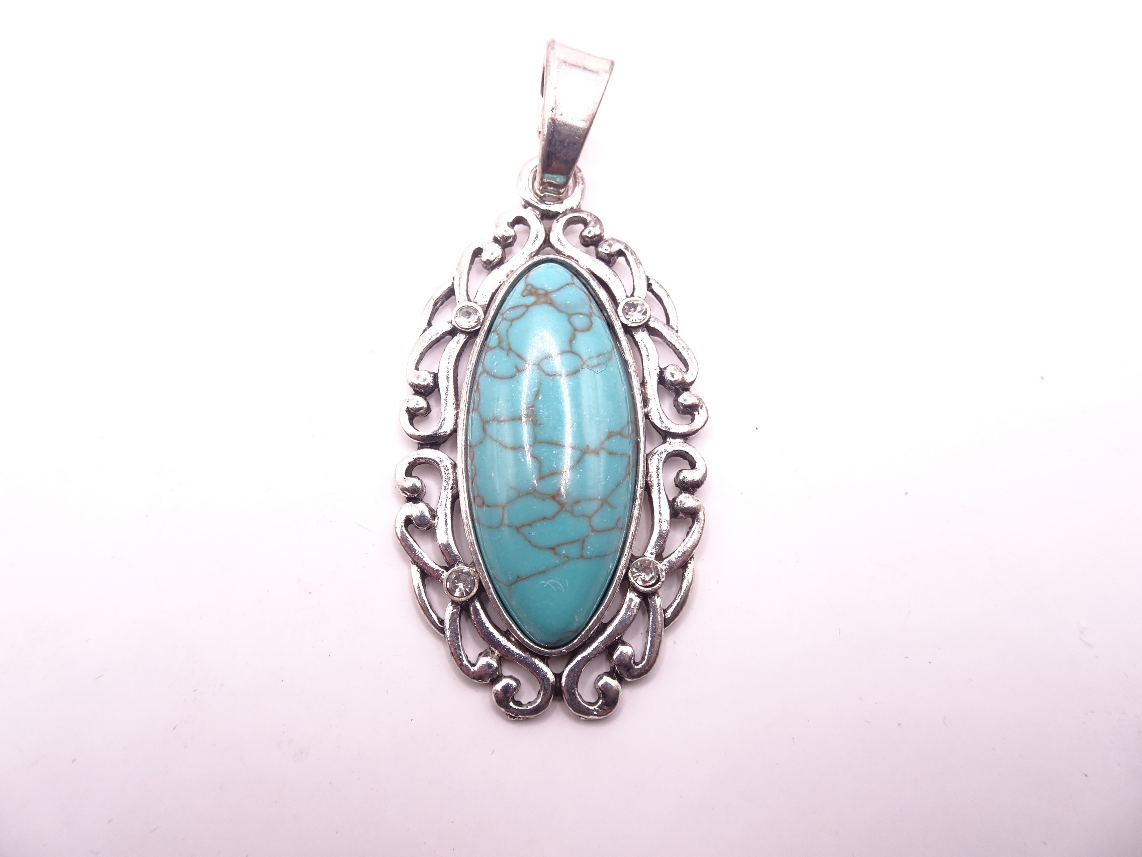 (image for) Faux Turquoise pendant with crystals #RM-137